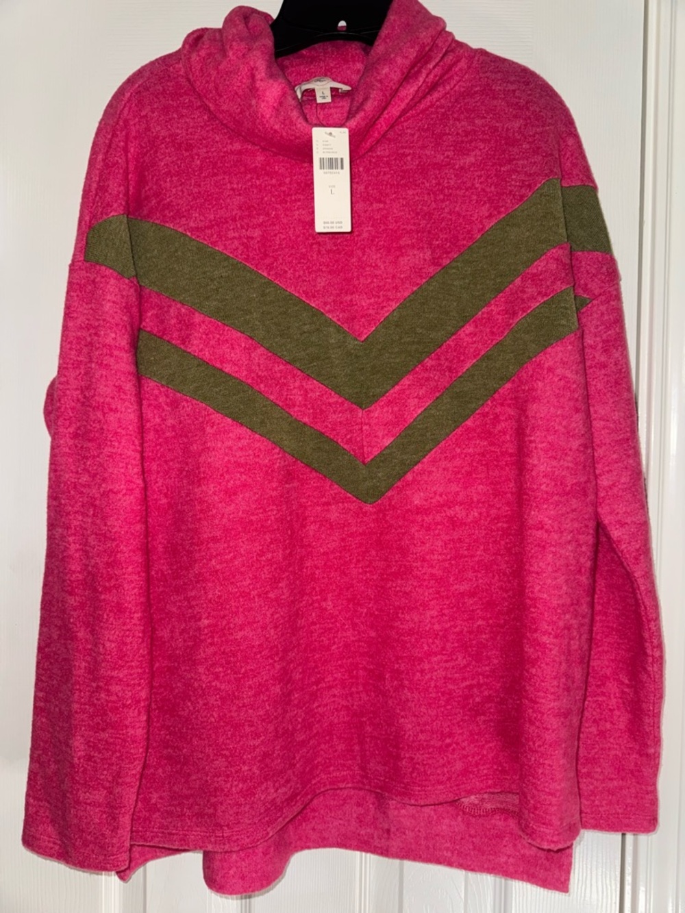 NWT Ella Mara For Anthropologie Cozy Pink Chevron Sweater